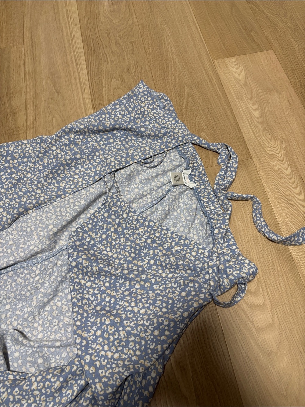 Urban Romantics (L) Tie Waist Cottagecore Wrap Skirt Boho Patterned Blue Midi - Picture 9 of 14